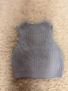 eesome Light Blue Cable Knit Tank Top